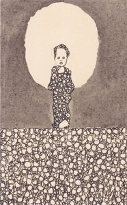 Bambino con nimbo in un prato fiorito da Egon Schiele